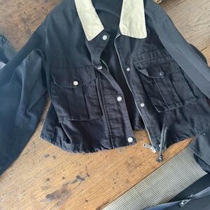 Source Unknown Black Jacket with Cream Collar